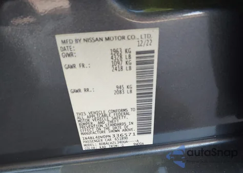 2023 Nissan Altima Sv Fwd from USA, damaged, VIN 1N4BL4DV0PN336571